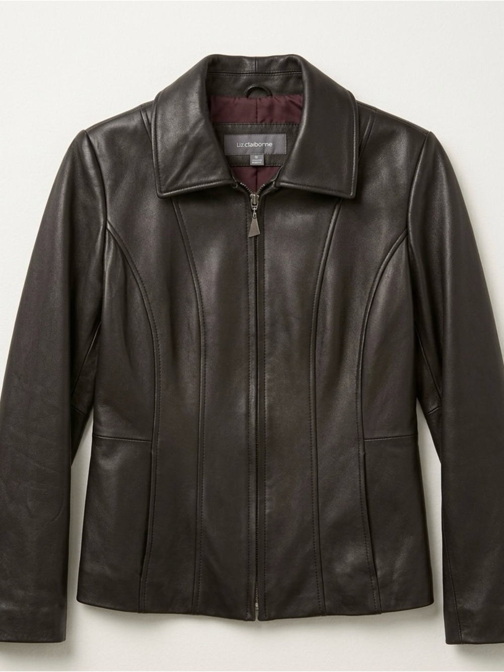 Vintage Liz Claiborne Black Women's Leather Zip Jacket